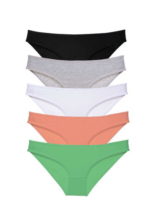 5pcs Super Eco Set Lycra Women Slip Panties Black Gray White Powder Green