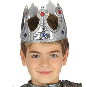 Silver Color Fabric Material Children's King Crown 57 cm