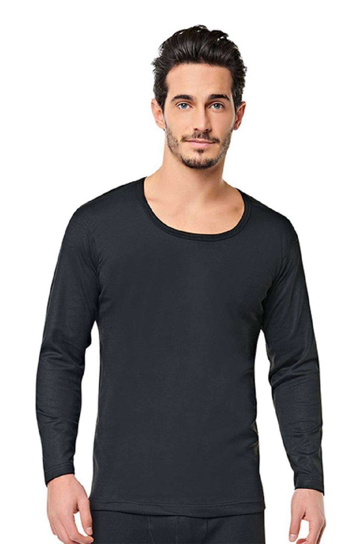 Men's Winter Thermal Warm Underwear Undershirt Black