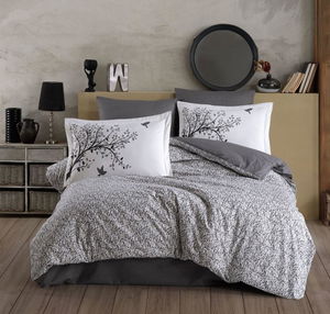 Double Poplin Duvet Cover Set Arianna Gray