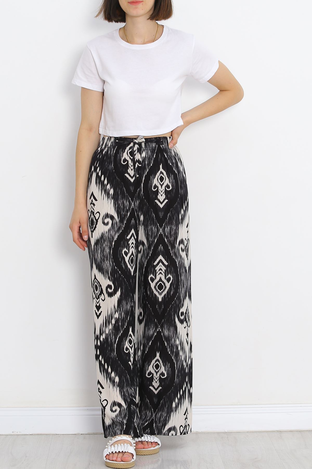 Patterned Woven Pants Black Patterned