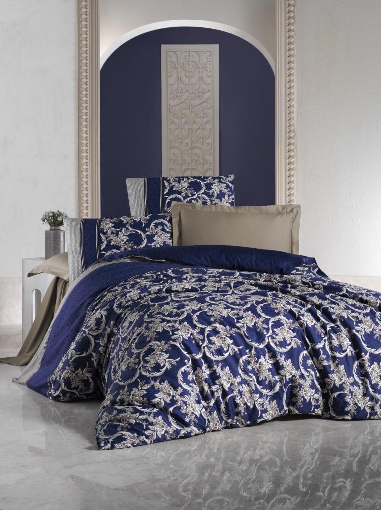 Cotton Satin Duvet Cover Double Navy Blue