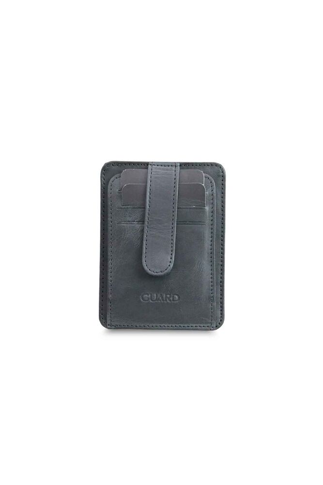 Vertical Crazy Black Leather Card Holder