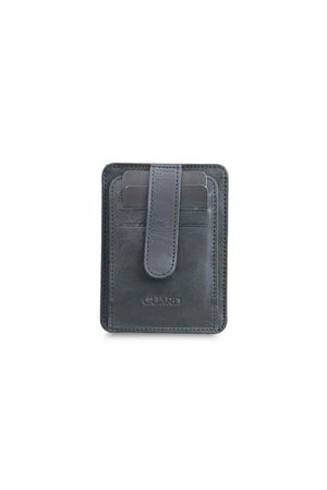 Vertical Crazy Black Leather Card Holder