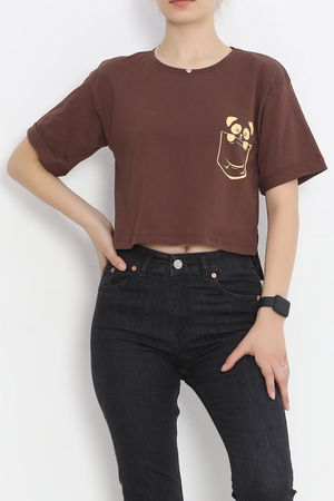 Printed Crop T-Shirt Coffee