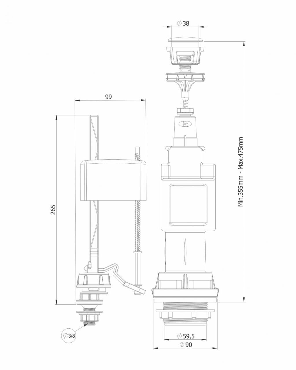 Mega 3008 Pushbutton Reservoir Inner Set