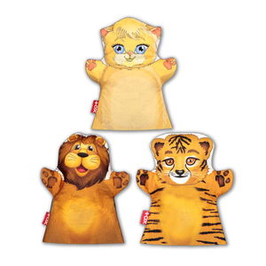 3 Piece Cute Cats Felt Hand Puppet Set , Educational Toy