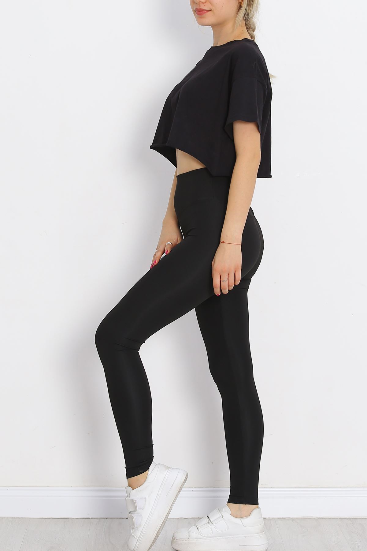 Thick Waistband Diving Leggings Black