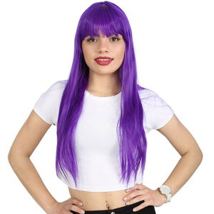 Kanekalon Fiber Synthetic Wig with Long Bangs / Purple