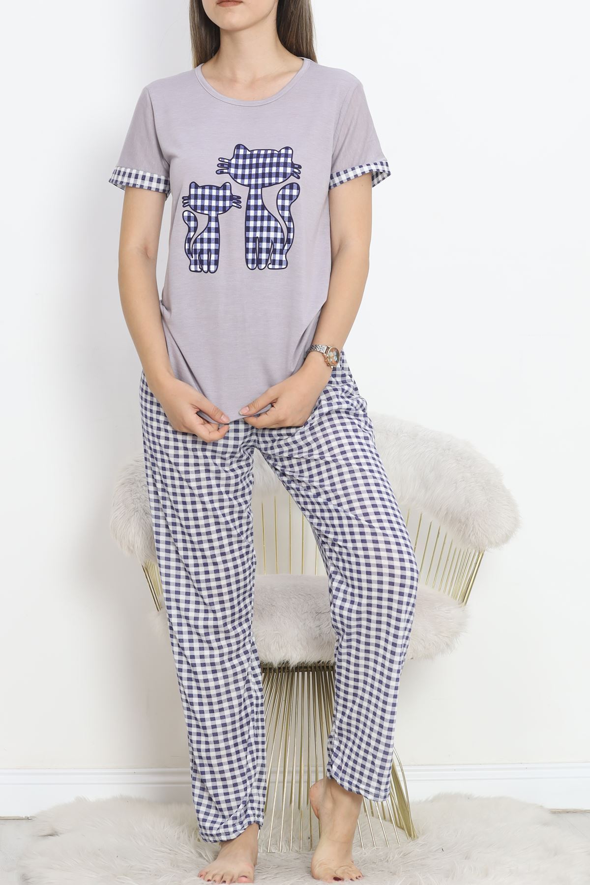 Poliviskon Crew-Neck Pajama Set Grilaci