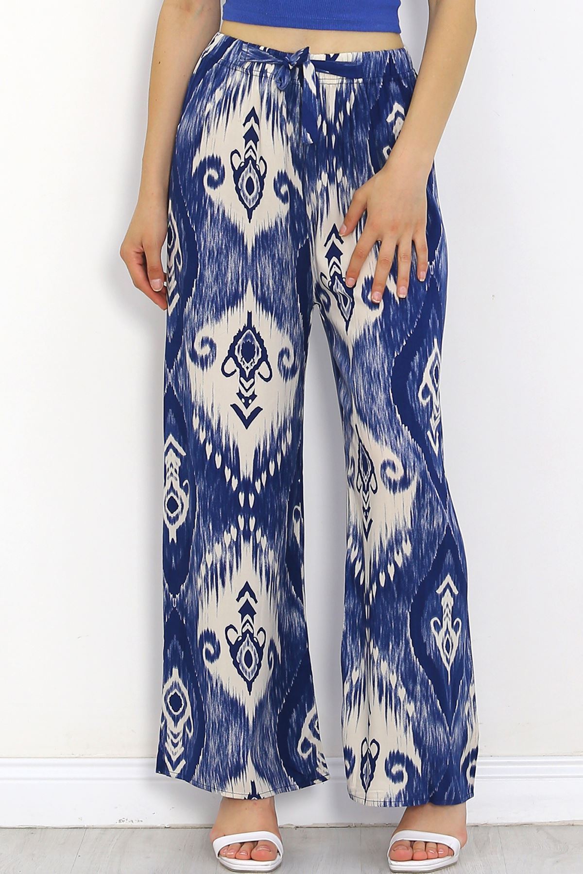 Patterned Woven Trousers NavyBluecru