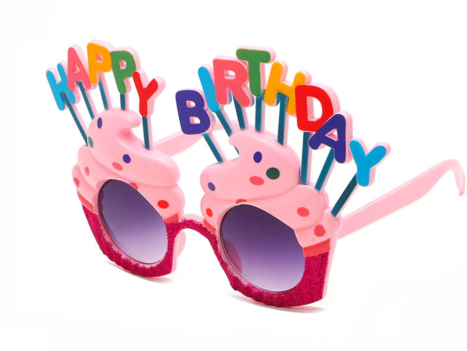 Happy Birthday Printed Pink Fuchsia Color Party Glasses 12x7 cm