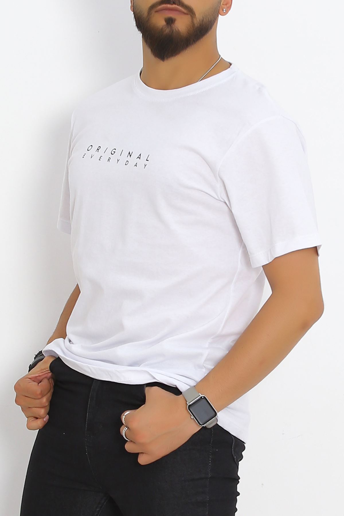 Printed Oversized Men's T-Shirt White