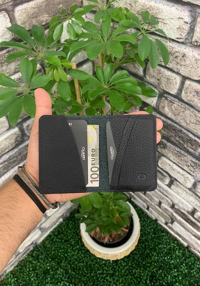 Minimal Black Matte Leather Card Holder