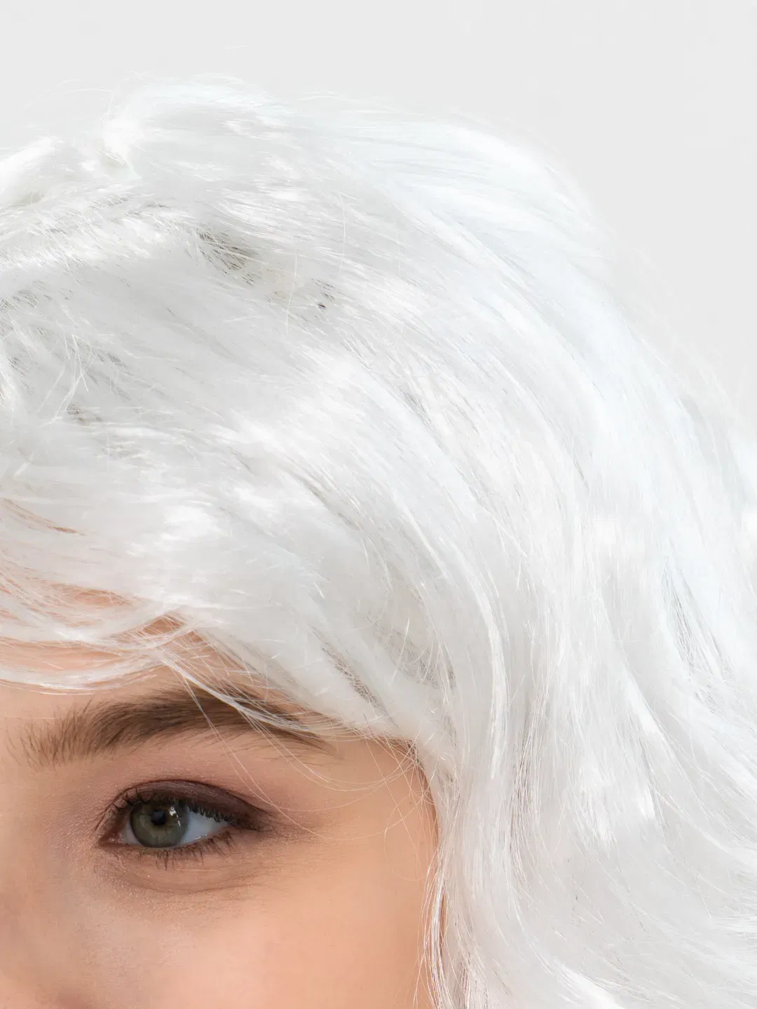 White Color Wavy Long Party Wig with Bangs