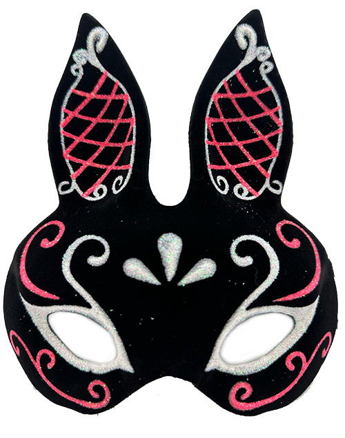 Black Color Red White Silvery Black Suede Coating Rabbit Mask 18x16 cm