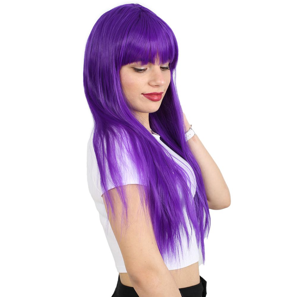 Kanekalon Fiber Synthetic Wig with Long Bangs / Purple