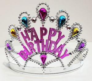 Silver Color Happy Birthday Birthday Crown 60 cm