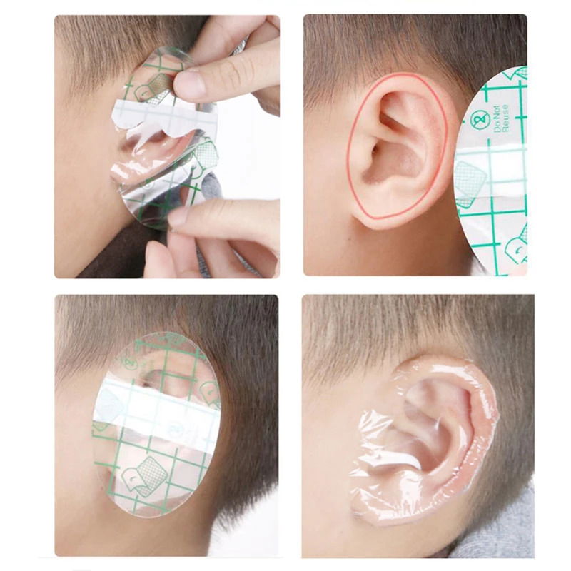 20Pcs Baby Bath Pool Ear Band -Transparent Waterproof Adhesive Tape Hairdressing Tape