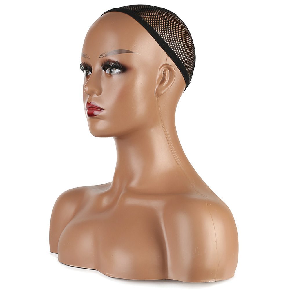 Shouldered Wig Head Mannequin / Dark Skinned