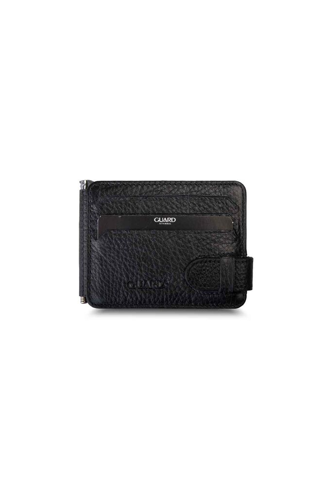 Black Clip Leather Card Holder