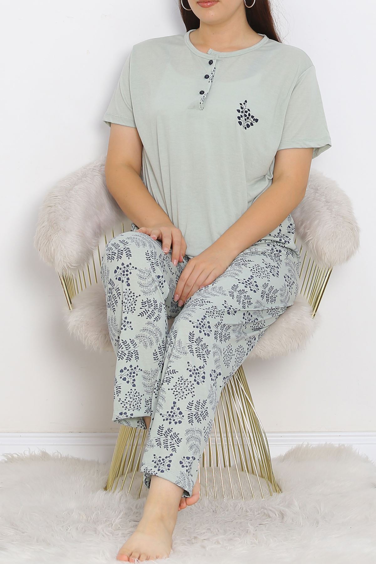 Battal Patented Polyviscose Pajama Set Lacimint