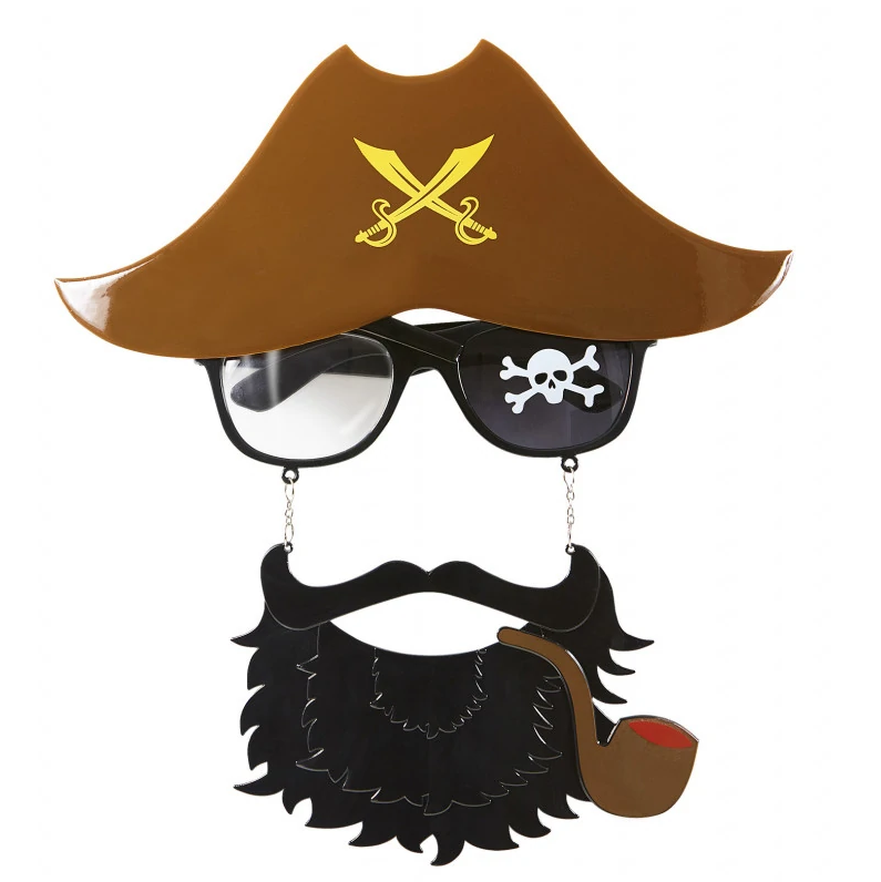 Jack Sparrow Sailor Pirate Pirate Goggles 24x25 cm with Brown Color Hat and Black Beard and Pipe