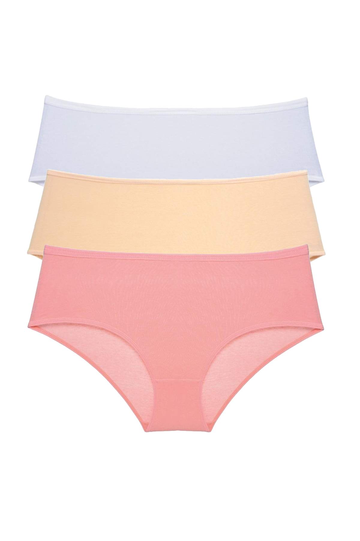 3Pcs Women High Waist Bato Panties White Skin Powder