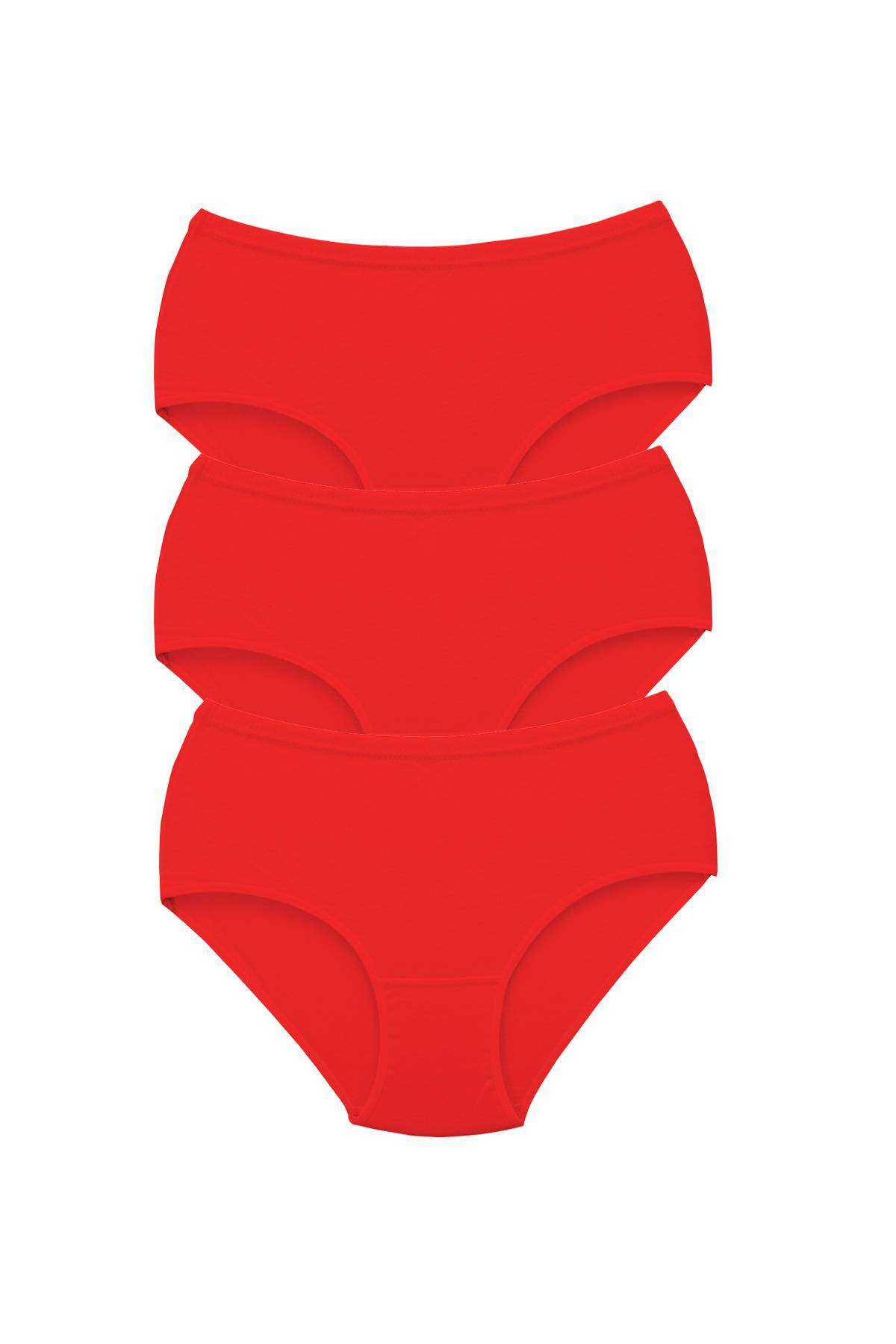 3Pcs Women High Waist Bato Thick Rubber Panties Red