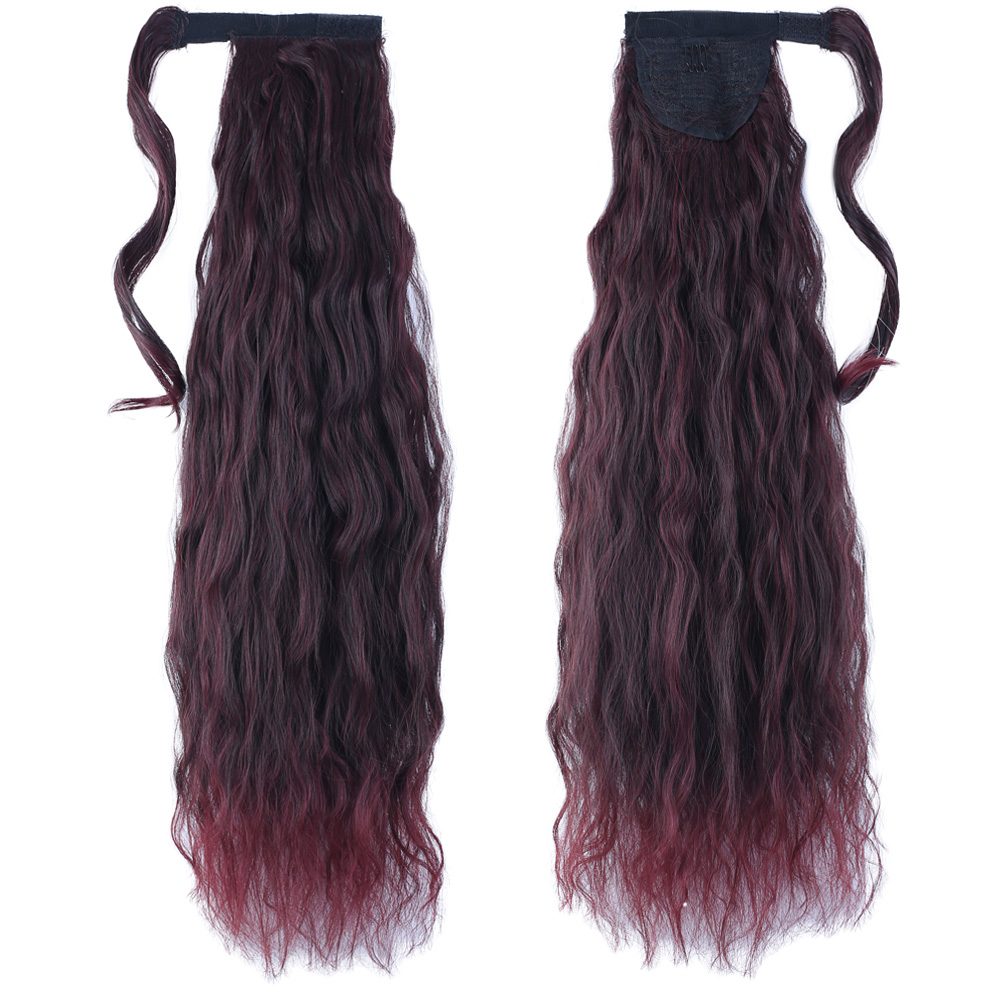 Tie-Up Fluffy Wavy Ponytail / Dark Red