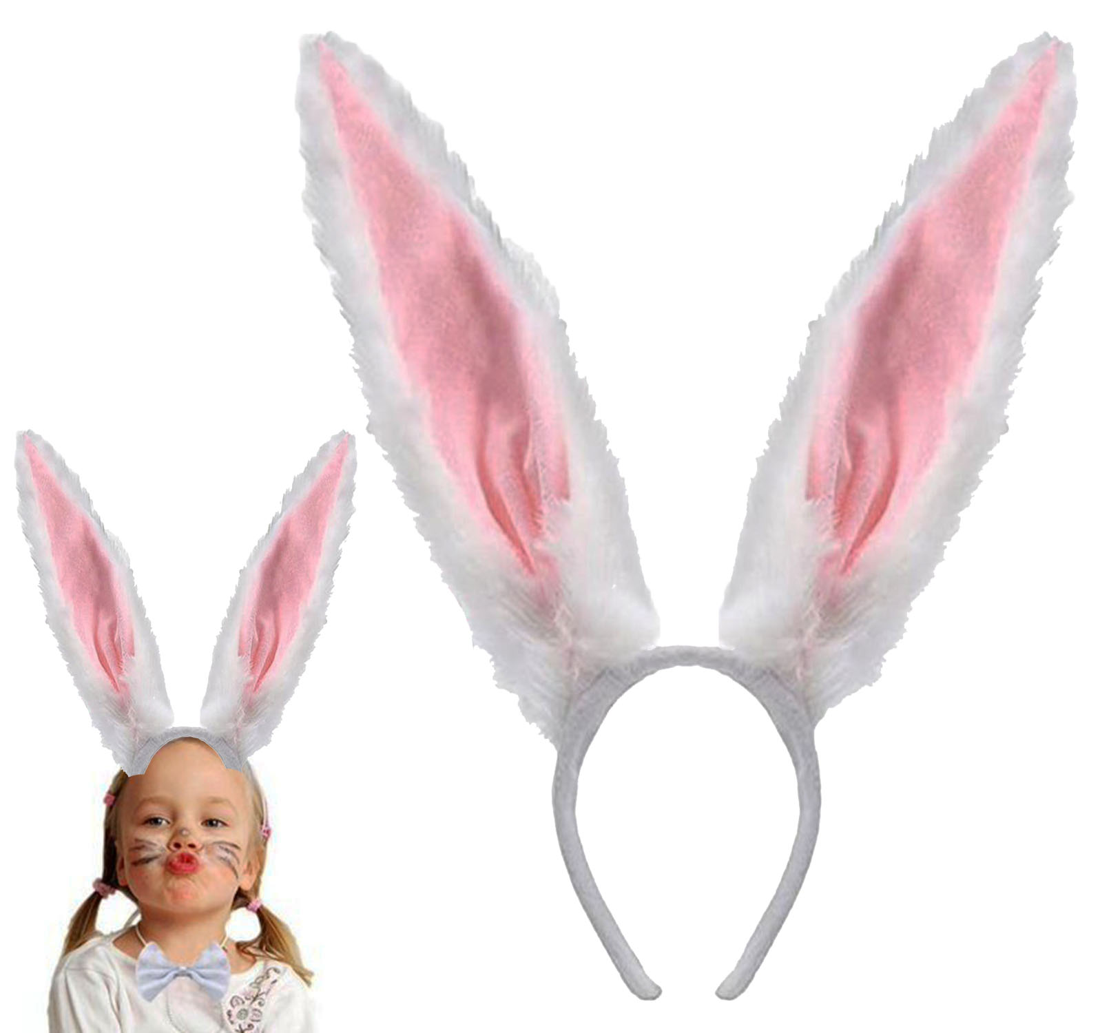 Plush Material Mega Size Shapeable Rabbit Ears White 14X43 cm