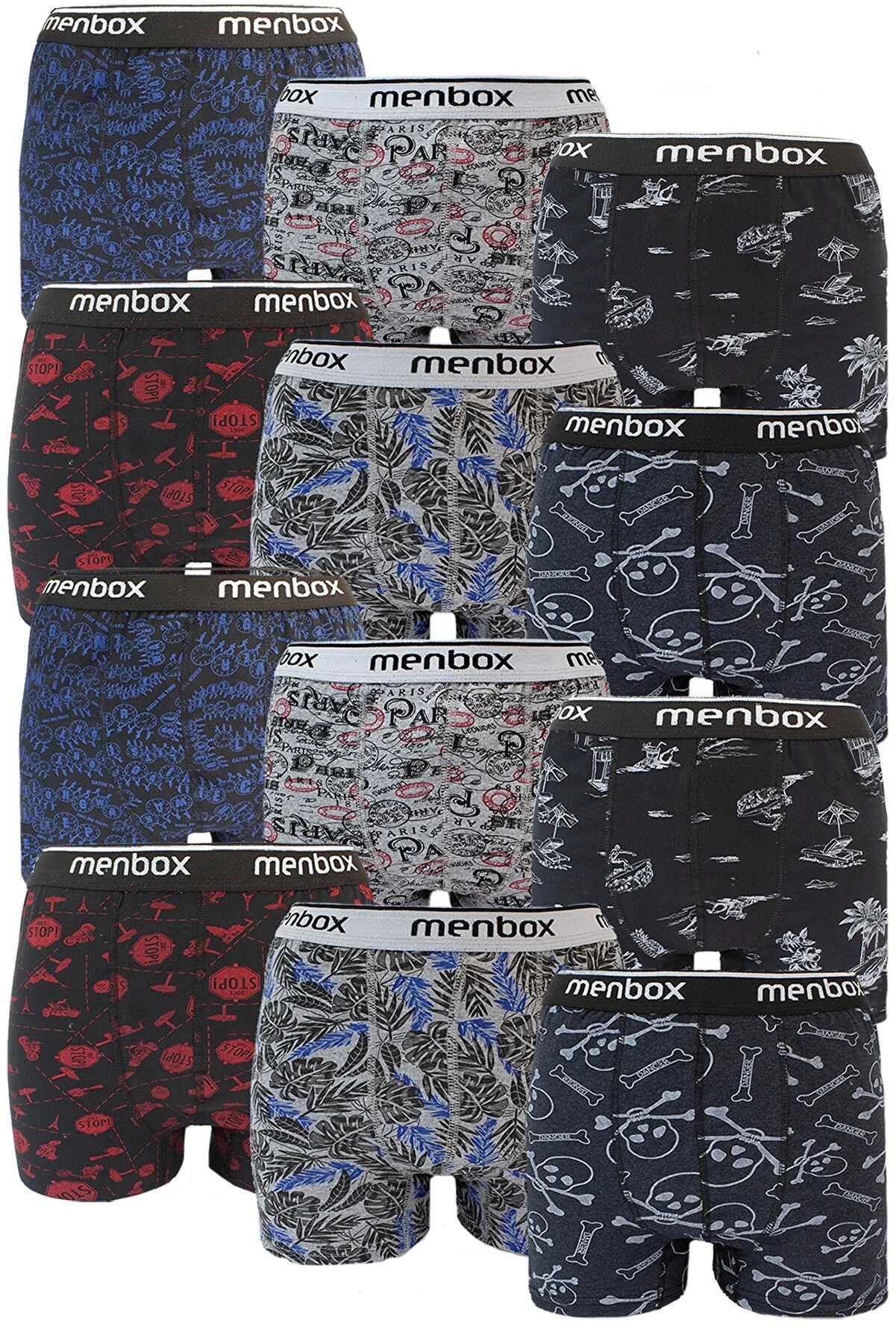 12 Pcs Lycra Men's Boxers Mixed Patterned Cotton