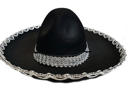 Silver Color Striped Mexican Mariachi Latin Hat 55 cm Kids