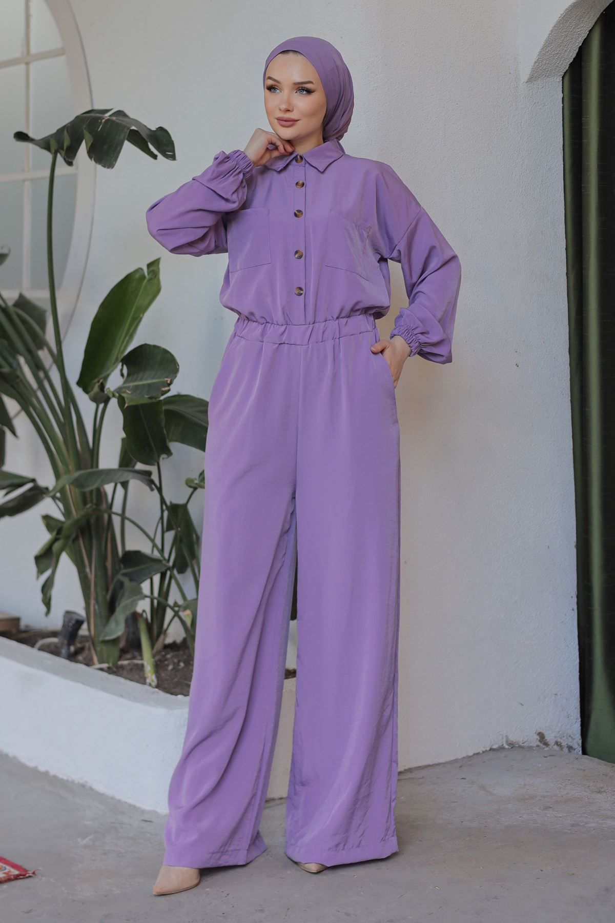 Wide Leg Jumpsuit Lila