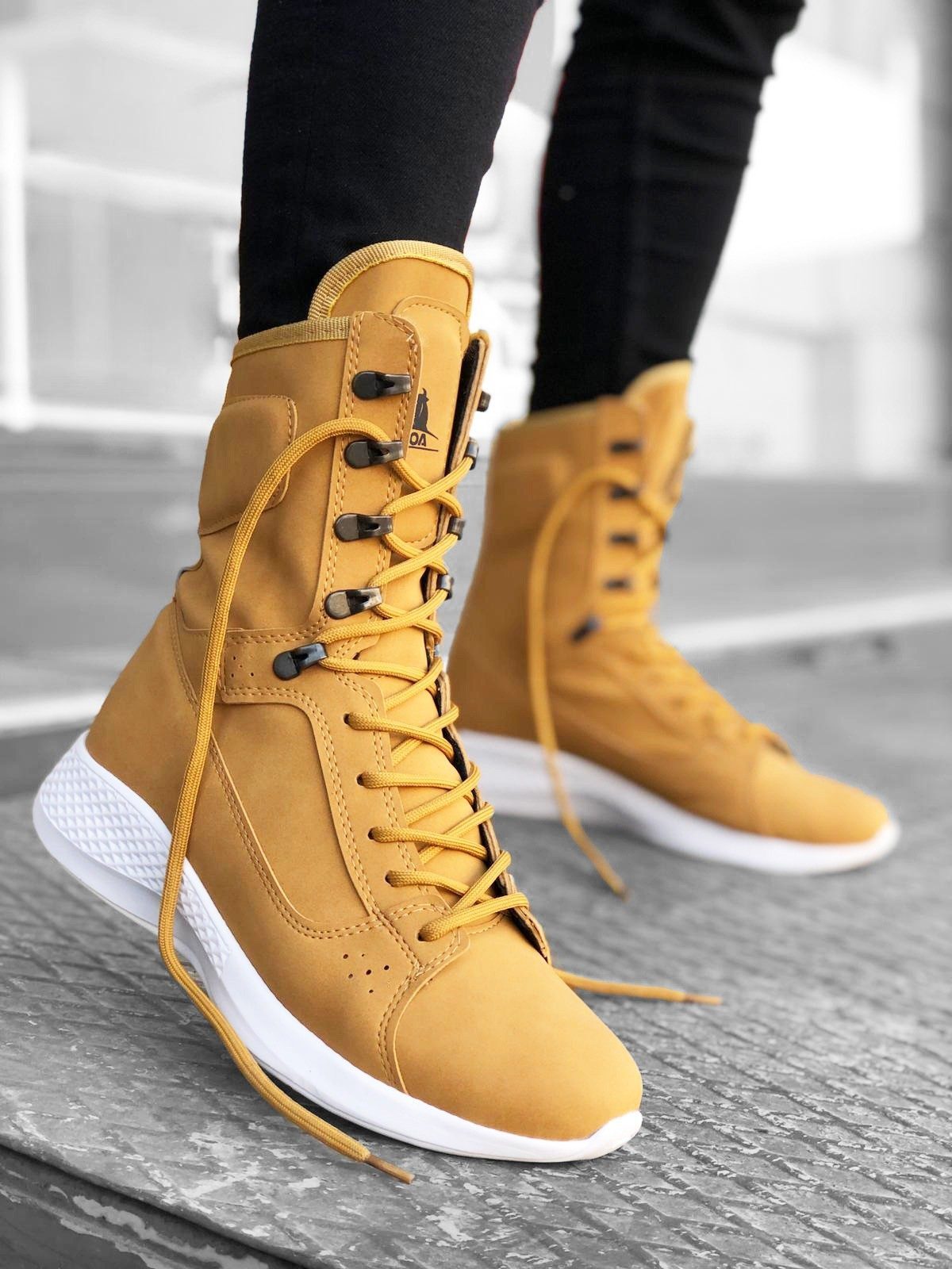 Lace-up Camel Yellow Boxer Unisex Sport Boots