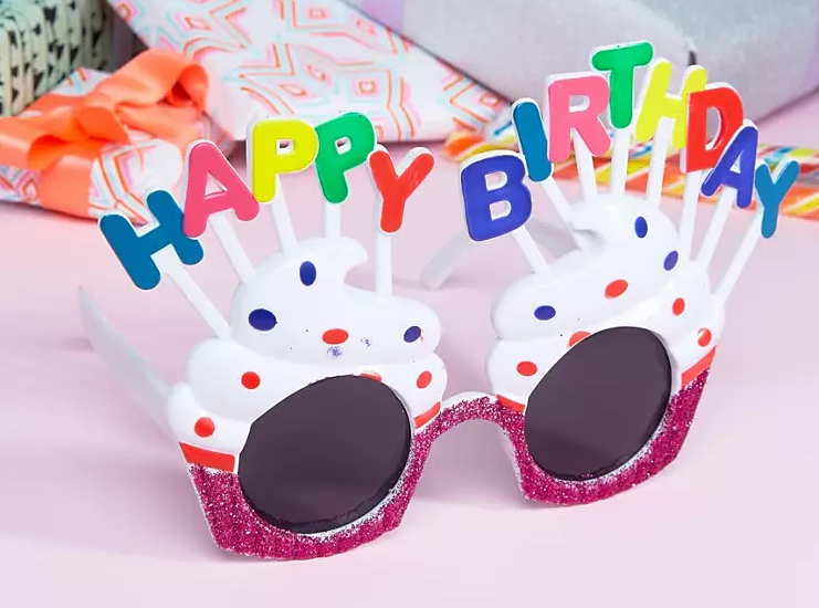 Happy Birthday White Fuchsia Color Party Glasses 12x7 cm