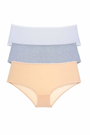 3Pcs Women High Waist Bato Panties White Gray Skin