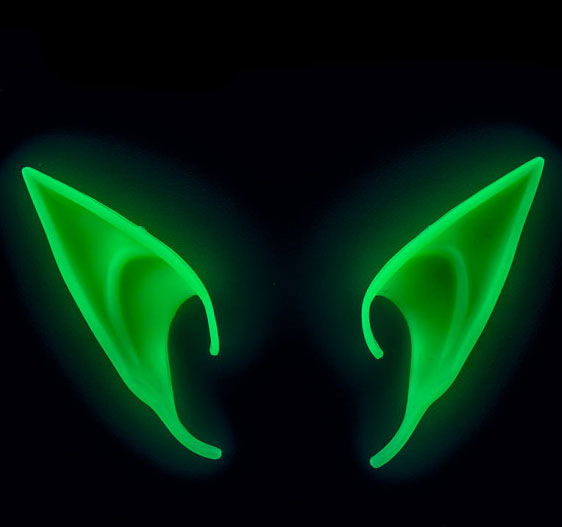 Glow-in-the-Dark Phosphorescent Latex Elf Ears 1 Pair 10x5 cm