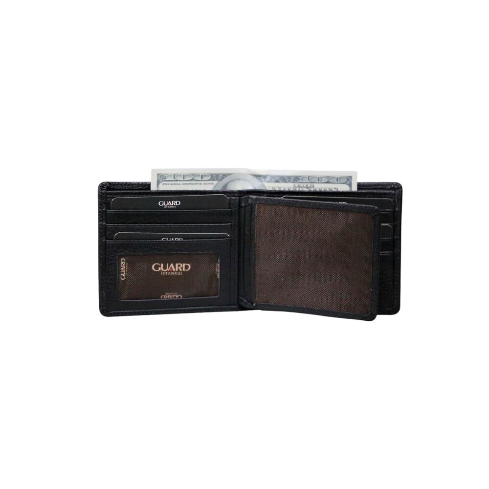 Black Single Pisot Leather Men's Wallet