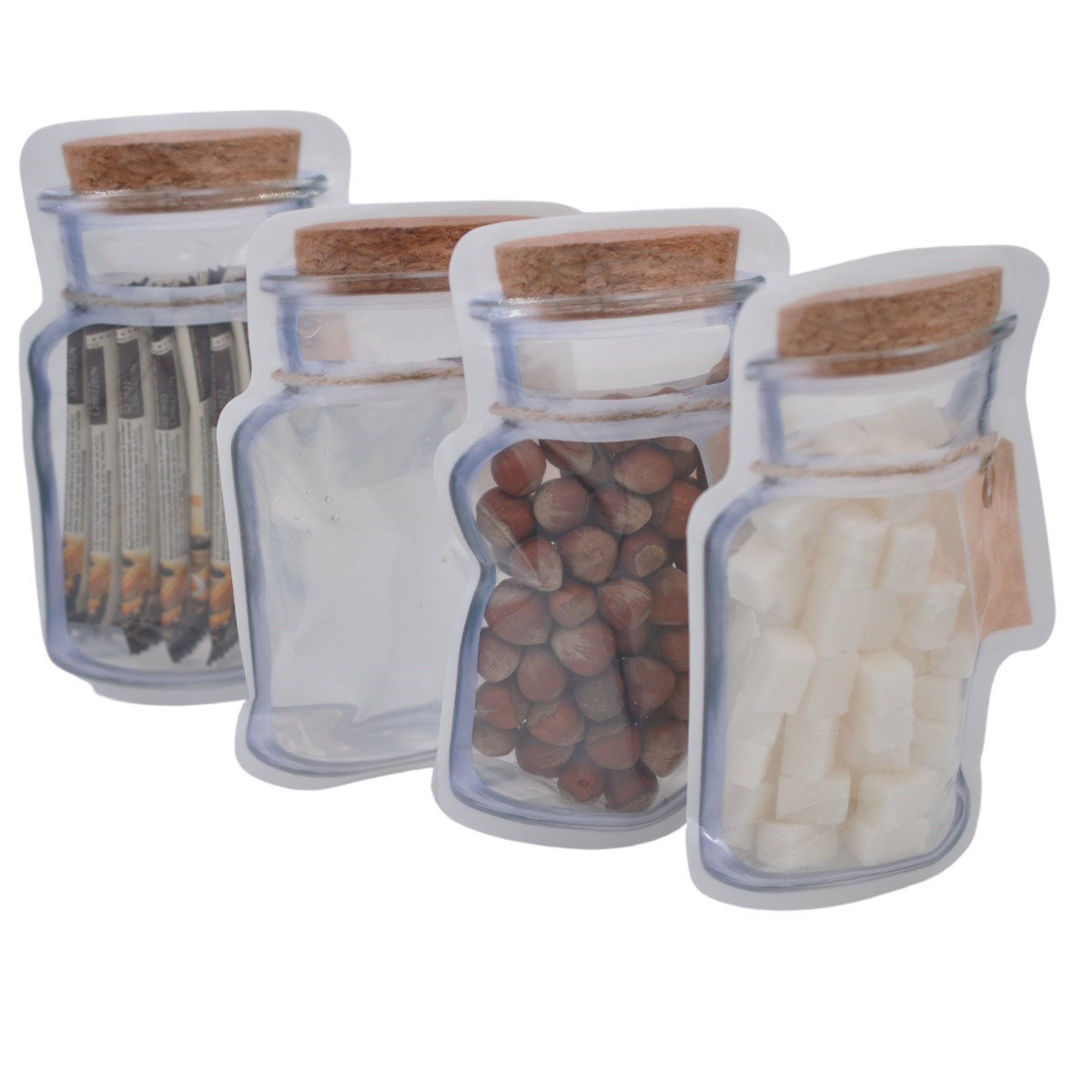 Jar Look Ziplock Storage Bag with Snap Closure and Practical Bag 5 Pcs