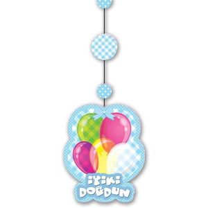 Happy Birthday Hanging String Ornament Blue Color Set of 3 12x45 cm