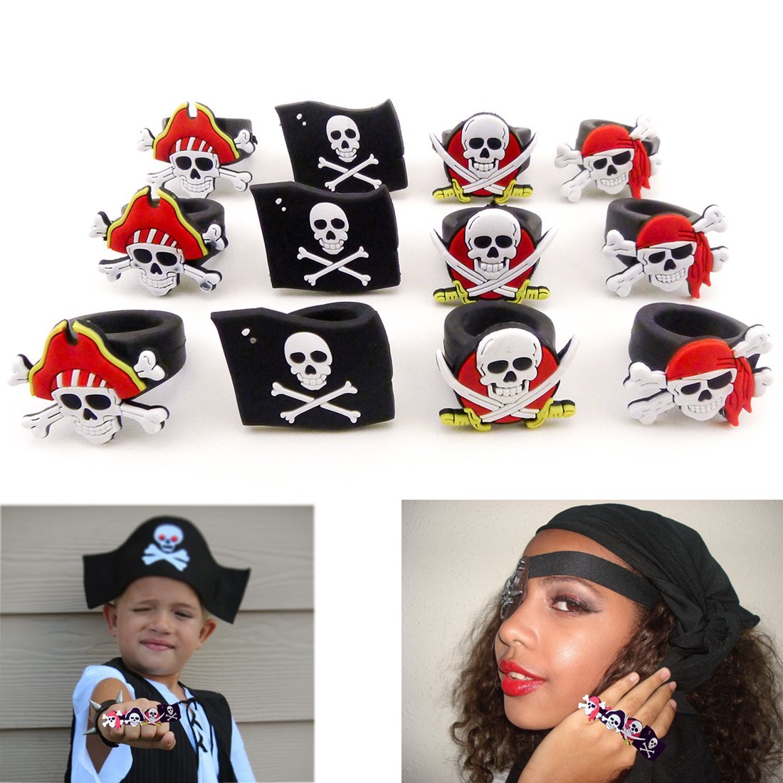 Child Compatible Plastic Pirate Ring With Red Color Hat