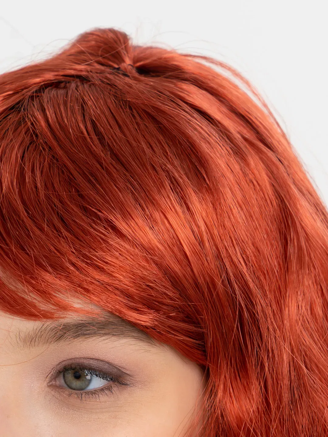 Red Color Wavy Long Party Wig with Bangs