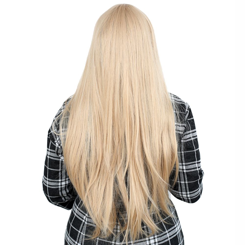 Kanekalon Fiber Synthetic Long Straight Bangs Wig / Pumpkin