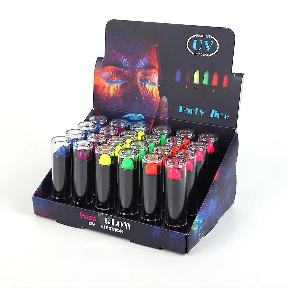 Glow In The Dark Burning UV Neon Lipstick Face Painting 6 Pcs 6 Colors