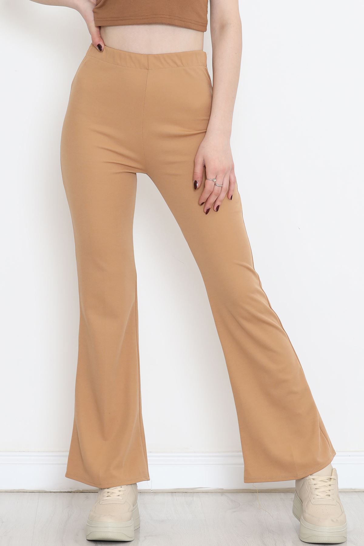 Flared Crepe Crepe Leggings Pants Milkcoffee