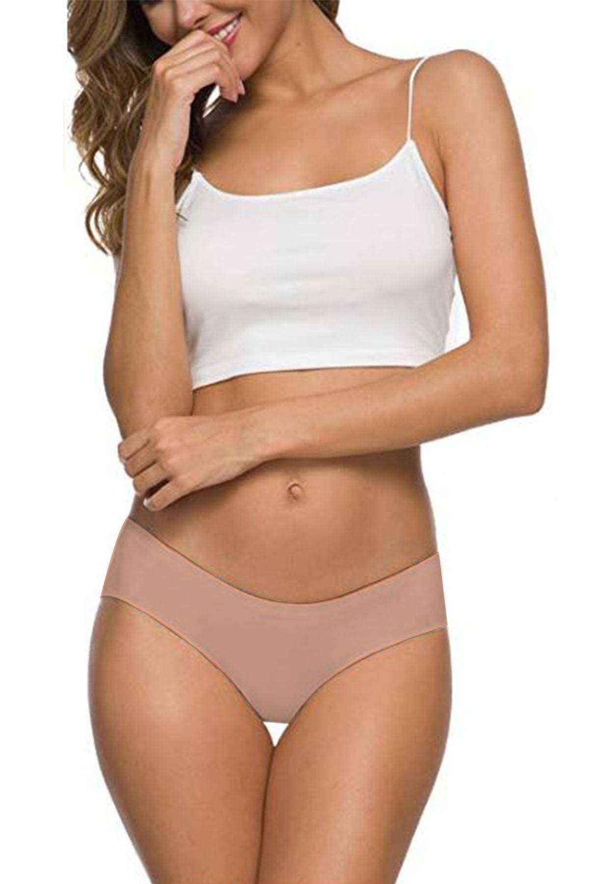 6Pcs Women's Seamless Laser Cut Stretchy Non-marking Panties Skin