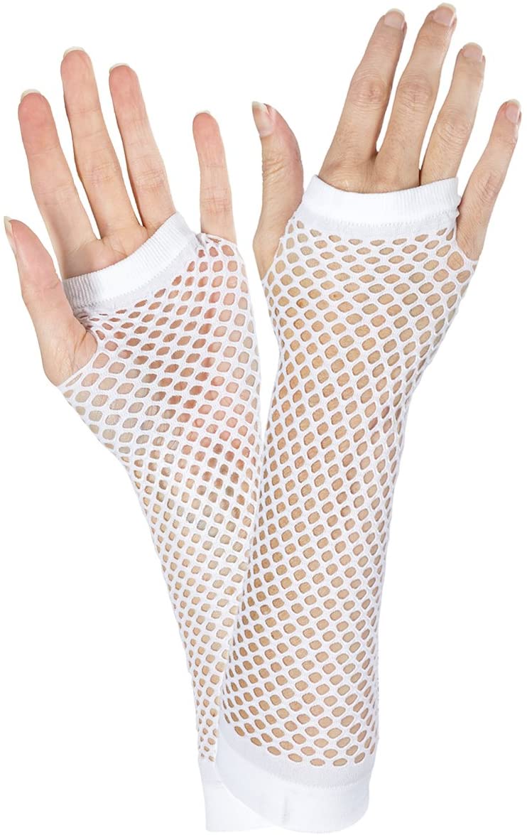 Long Mesh Knit Gloves White Color