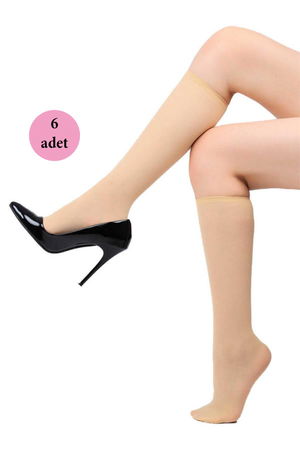 6 Pcs Medium Thick Knee High Socks 40 denier 51 Sahara