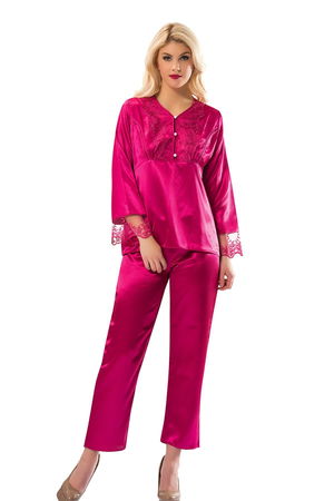 Fuchsia Satin Pajama Set